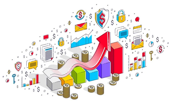 Koncepce úspěchu a zvýšení příjmu, Statistika růstového grafu — Stockový vektor