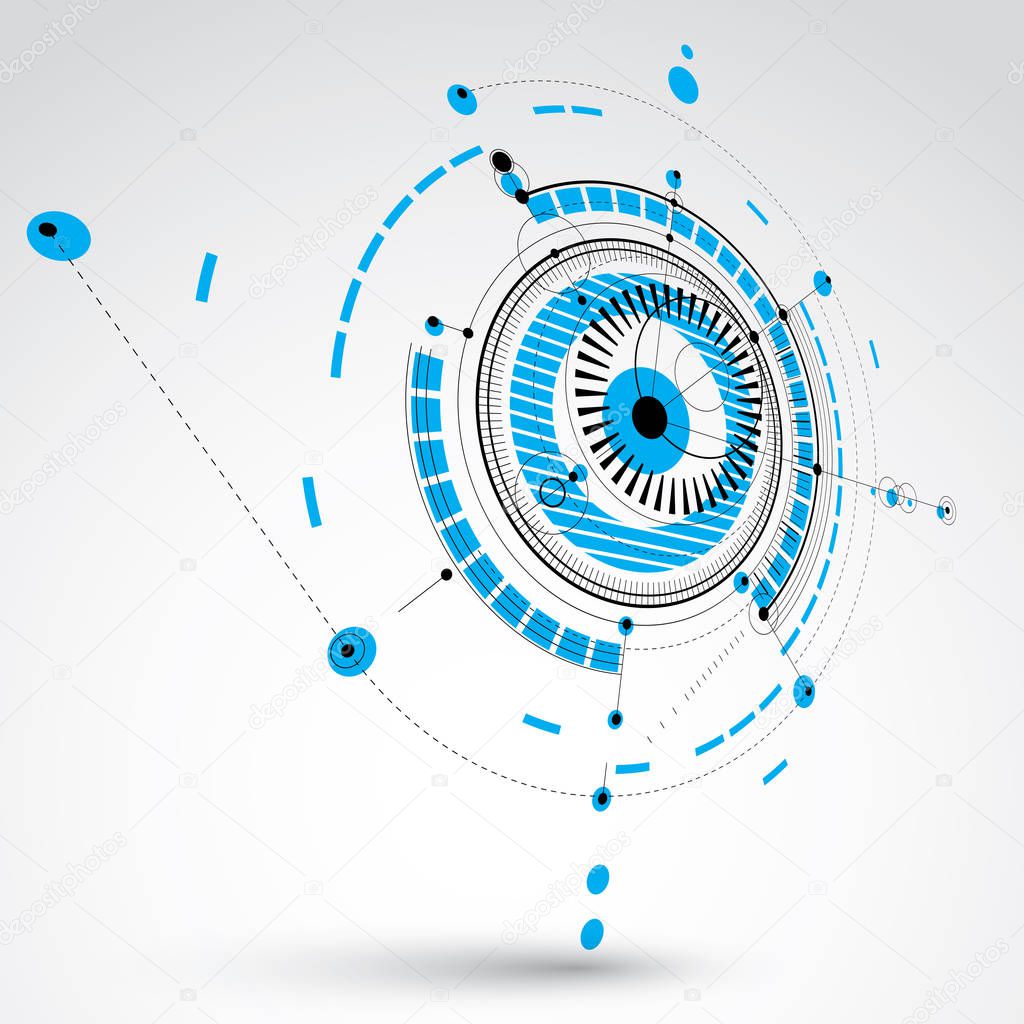 Technical plan, blue abstract engineering draft for use in graph