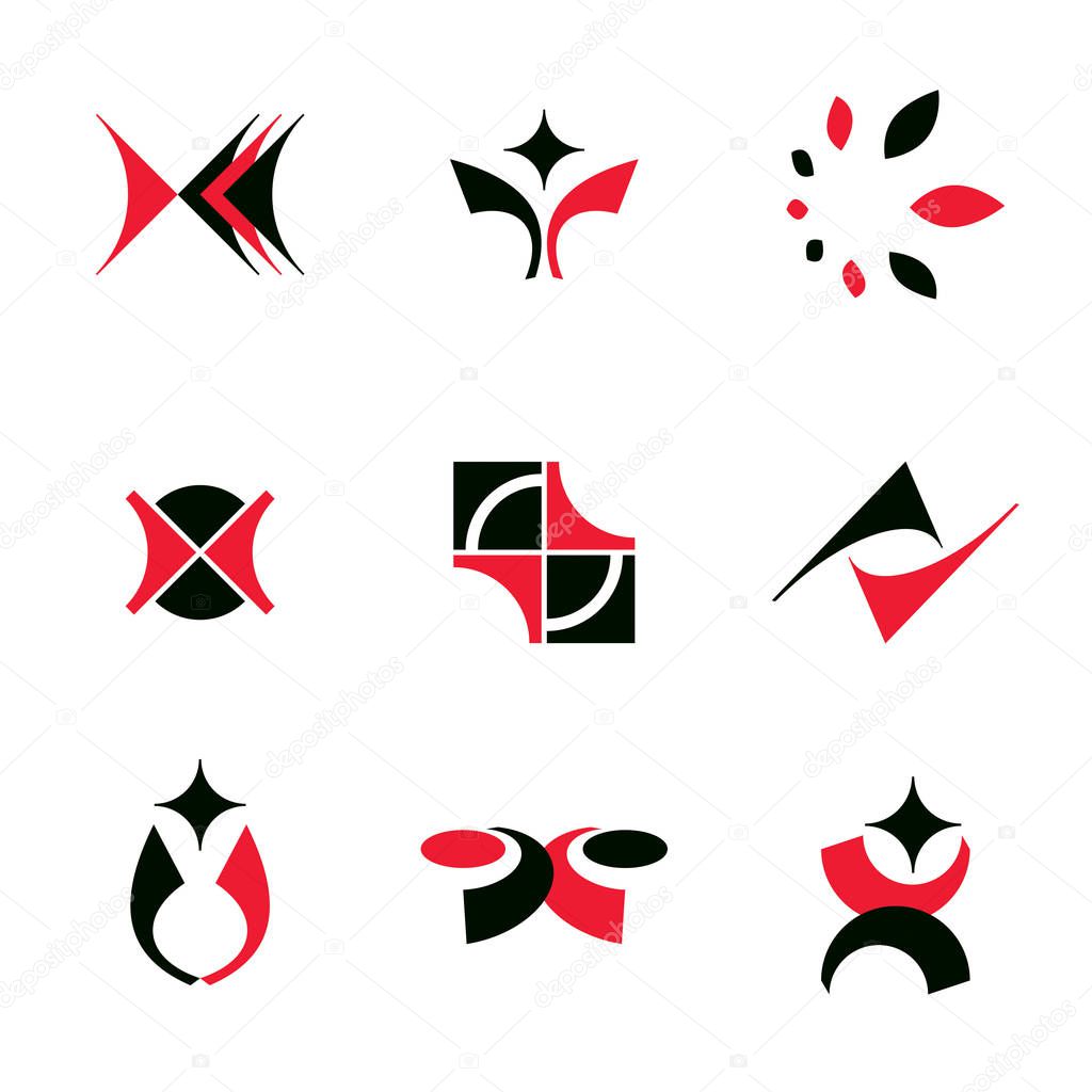 Set of vector abstract colorful geometric shapes. Business identity abstract logos or symbols.