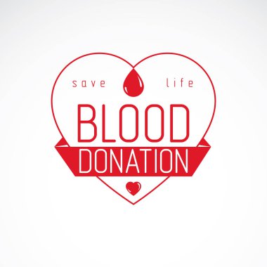 Kalp şekli ve kan damlaları ile yapılan kan bağış yazıt