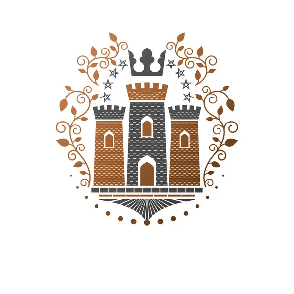 Oude Fort embleem. Heraldische wapen decoratieve logo isola — Stockvector