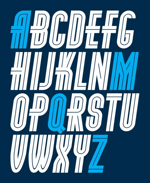 Vecteur majuscule condensé alphabet anglais lettres collection fou — Image vectorielle