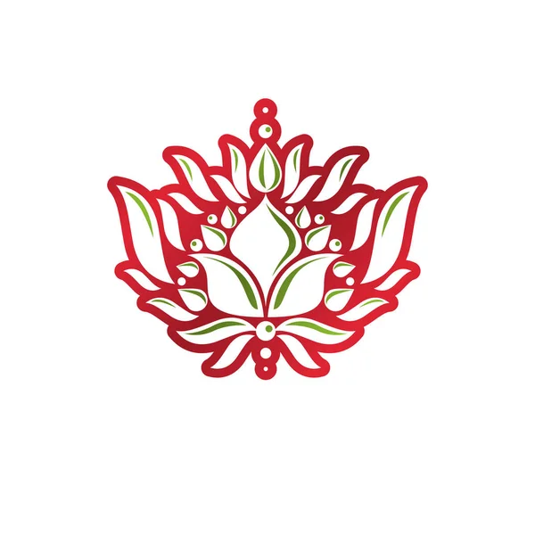 Vintage heraldischen Vektor Emblem mit Lilienblüte königliche sy erstellt — Stockvektor