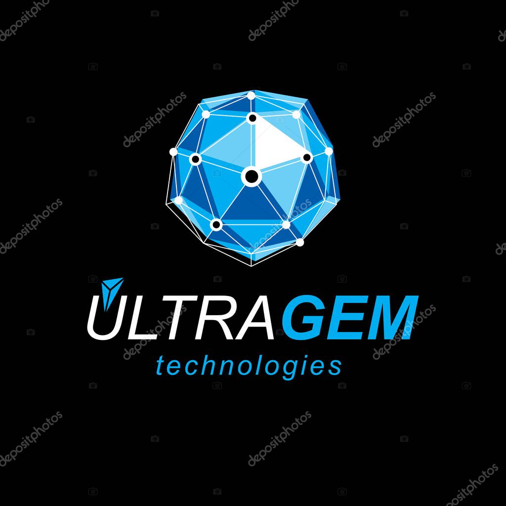 Communication technologies modern symbol. Abstract geometric 3D wireframe object, vector illustration.