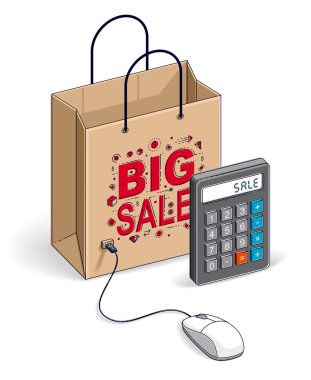 Online Shop konsepti, web store, Internet satış, alışveriş çantası zekâ