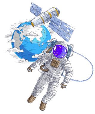 Astronot uzay istasyonuna bağlı Açık uzaya dışarı çıktı bir