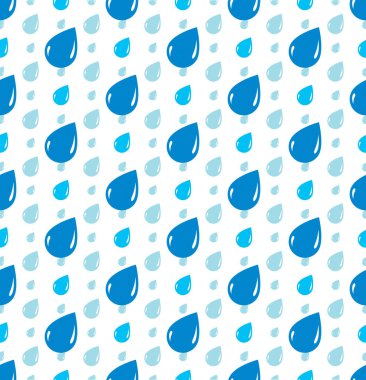 Yağmur damlaları düşen seamless modeli, tekrar renkli vektör mavi 