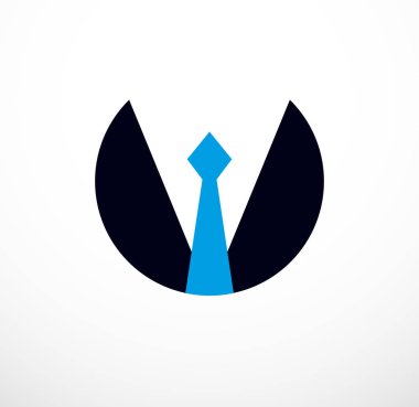 Kravat ve takım yuvarlak şekil işadamı kavramı vektör logosu veya i