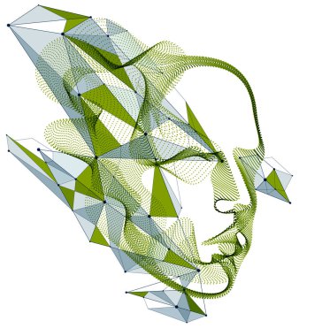 Noktalı parçacıklar insan portresi, soyut insan kafası vektör dalgası