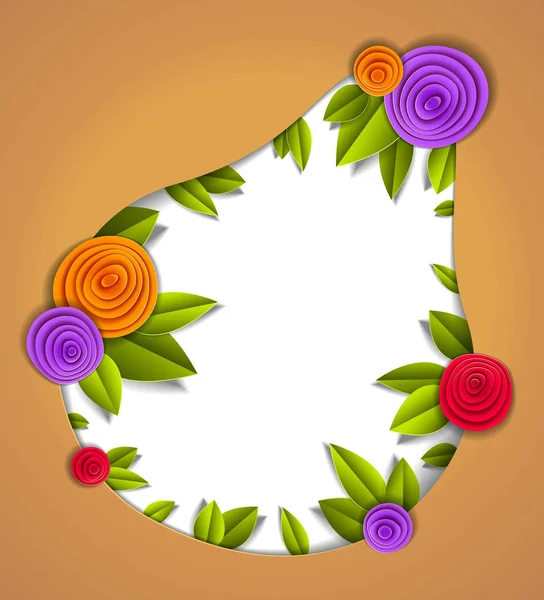 Flowers and leaves beautiful background or frame with blank copy — Stock Vector