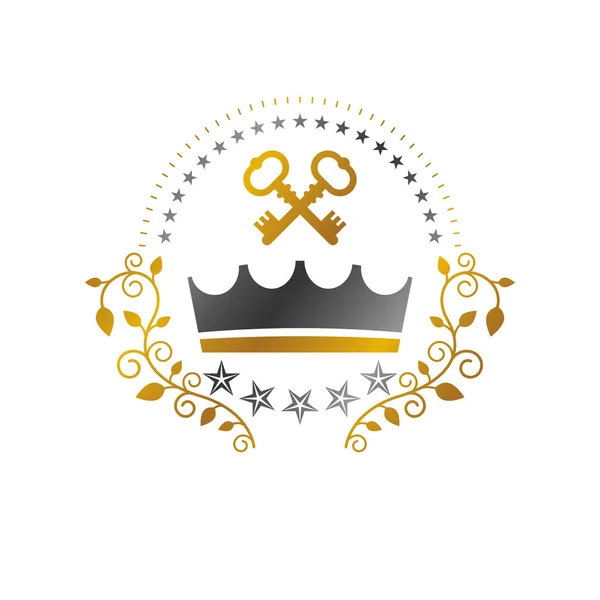 Emblema de la Corona Real. Escudo heráldico logo decorativo aislado — Vector de stock