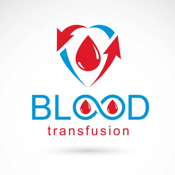Bluttransfusionsvektorillustration erstellt mit einem Blutstropfen, einem — Stockvektor