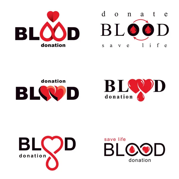 Dons de sang vectoriel collection d'illustrations conceptuelles. Santé — Image vectorielle