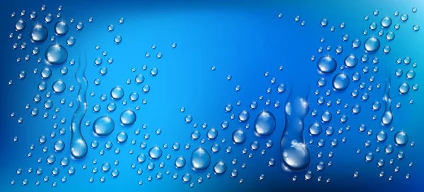 Gotas de água no chuveiro ou piscina, condensado ou gotas de chuva reali — Vetor de Stock
