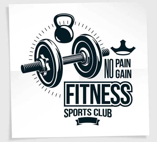 Fitness club vector advertising poster composed using disc weigh — Stock Vector