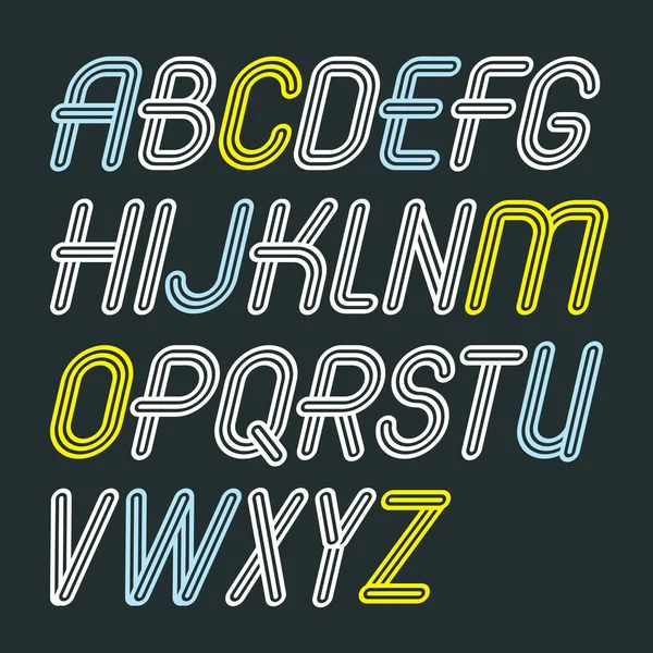 分離されたトレンディなベクトル大文字のアルファベット文字のセット。レトロ — ストックベクタ