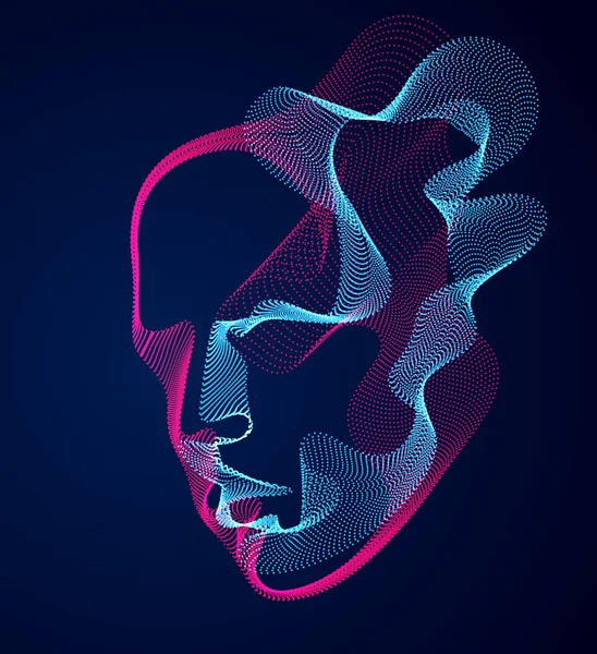 Vackra vektor mänskliga ansikte porträtt, konstnärlig illustration av m — Stock vektor