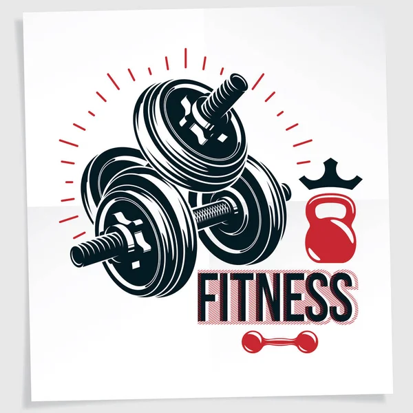Gym advertising vector leaflet made using disc weight dumbbell a — Stock Vector