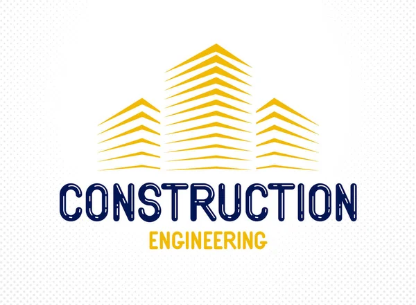 Logo atau ikon elemen desain konstruksi bangunan, e riil - Stok Vektor