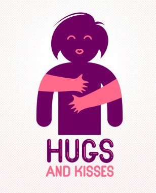 Hugs ve sevgili kişinin sevgi dolu elleriyle öpücük ve öpüşme 