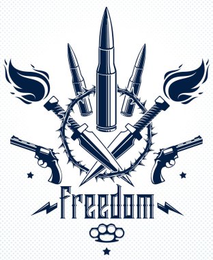 Madde işaretleri ve silah devrim ve savaş, amblemi vektör logosu veya ta