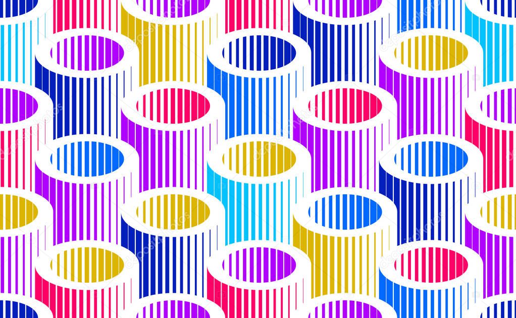 Tubes op art seamless vector background, repeat tiling optical i