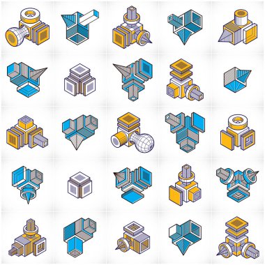 İnşaat izometrik tasarımlar soyut, set vektör.