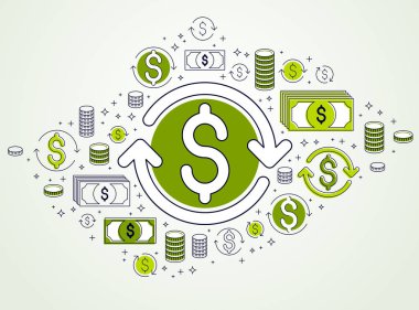 Dolar işareti ve döngü ok, Döviz Alım Satım, investm üzerinde döndürür