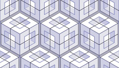 Geometrik küpleri soyut seamless modeli, 3d vektör arka plan.