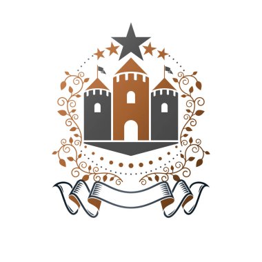 Antik kale amblemi. Hanedan arması dekoratif logo ISO