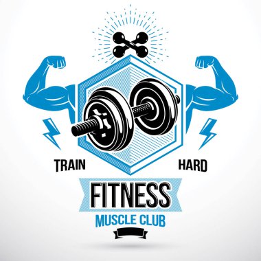 Kaslı sporcu kolları ve disk ağırlığından oluşan vektör işareti