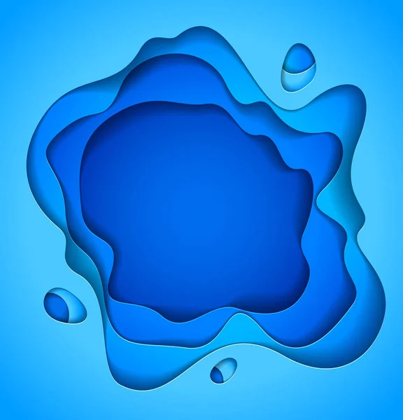 Latar belakang biru abstrak 3D dengan bentuk potongan kertas. Vektor illust - Stok Vektor