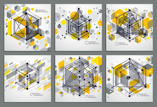 Wektor Abstrakcja geometryczna 3d cube wzór i żółty backgrou — Wektor stockowy