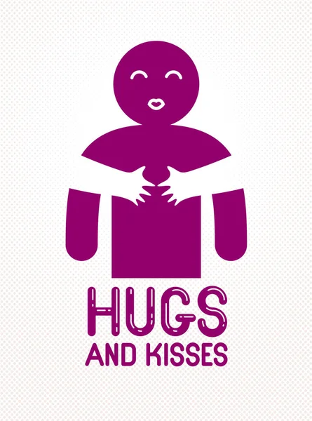Abrazos y besos con manos cariñosas de persona amada y besos — Vector de stock