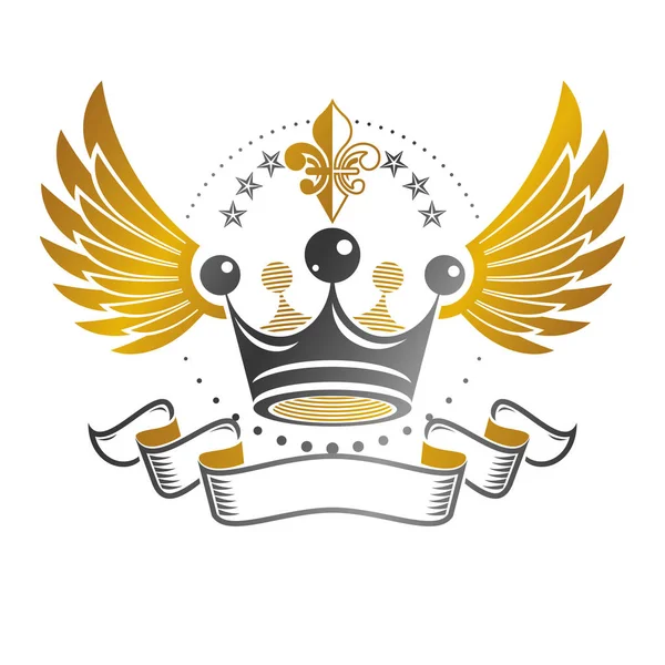 Imperial Crown amblemi. Hanedan arması, vintage vektör günlüğü — Stok Vektör