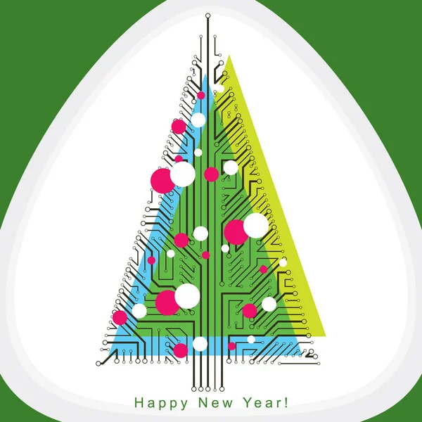 Vector illustration of evergreen Christmas tree created with wir — Stock Vector