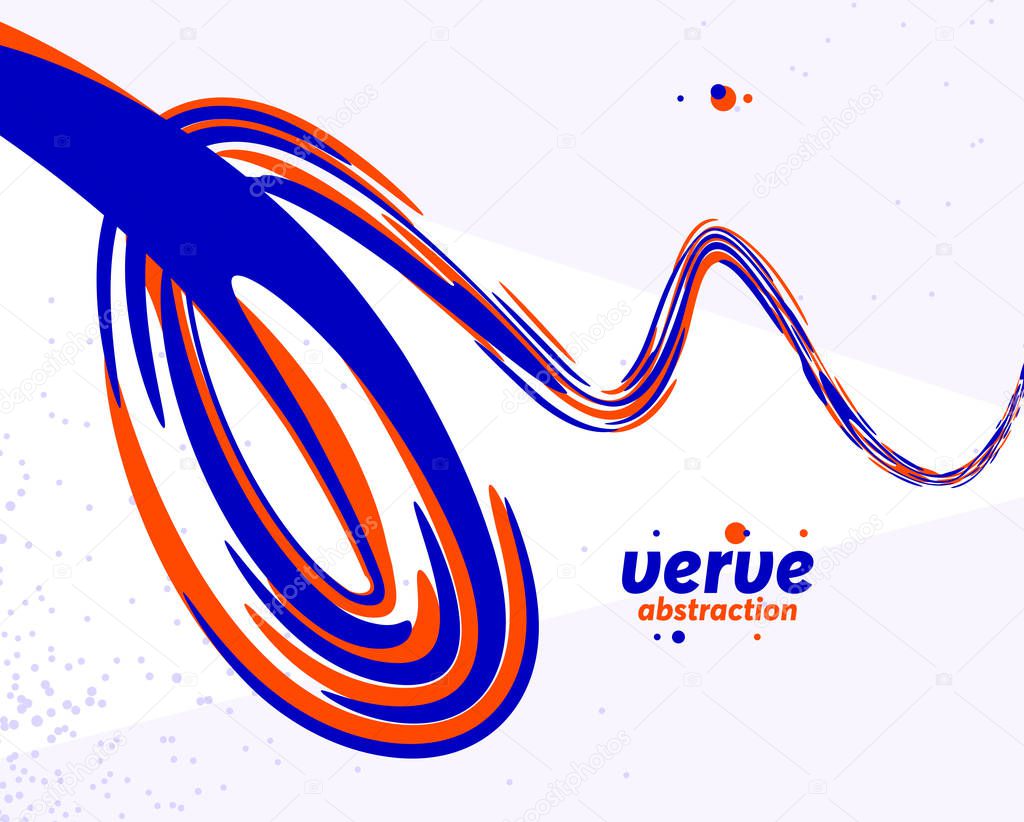 Abstract curve lines and fluid shapes vector background, dynamic