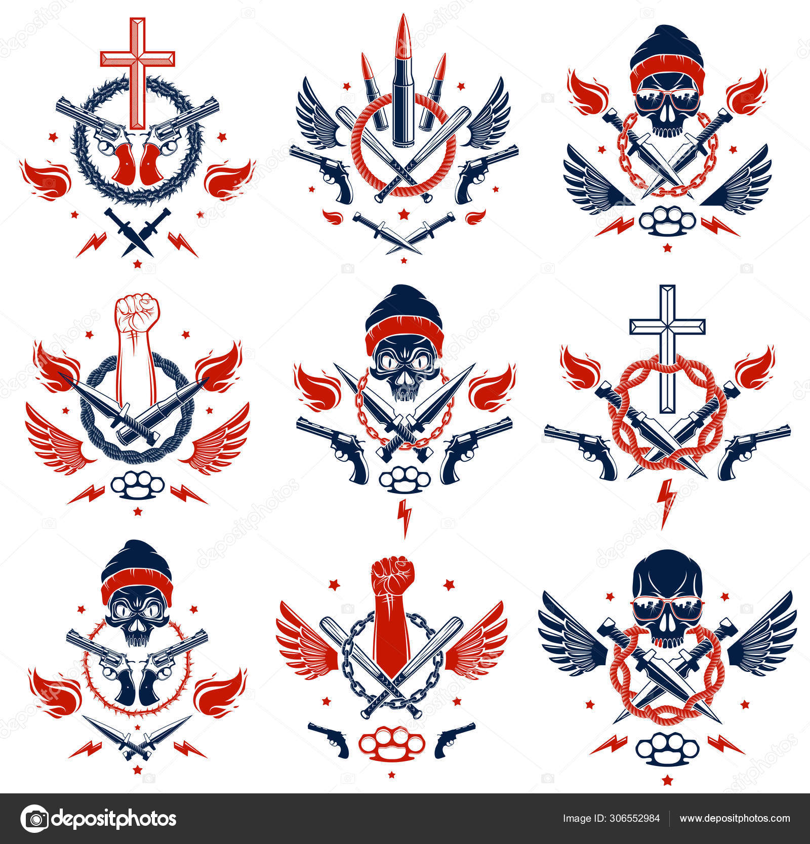 Anarchy And Chaos Aggressive Emblem Or Logo With Strong Clenched Stock Vector C Ostapiusangelp 306552984