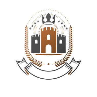 Antik kale amblemi. Hanedan arması dekoratif logo ISO