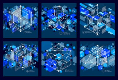 Mekanik şema, koyu mavi vektör mühendisliği çizimleri zekâ seti