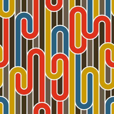 Bükümlü çizgilerle dikişsiz desen, vektör lineer fayans backgr