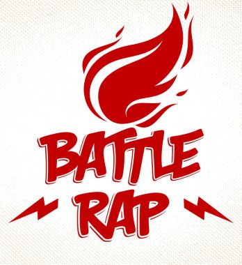 Rap Battle vektör logosu veya amblemi ile yangın yanan alevler ve