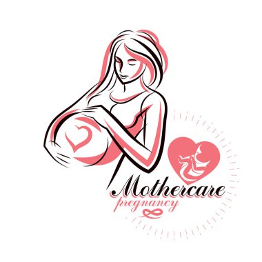 Hamile kadın güzel vücut anahat, anne-to-vecto çizilmiş
