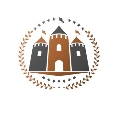 Antik kale amblemi. Hanedan arması dekoratif logo ISO