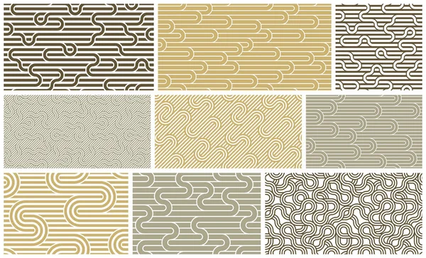 Conjunto de patrones de líneas sin costura, vector geométrico rayado abstracto ba — Archivo Imágenes Vectoriales