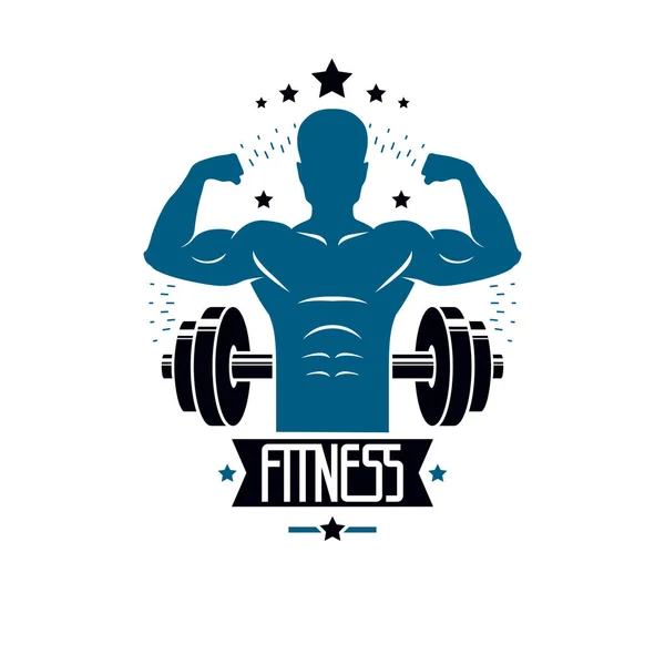 Bodybuilding Gewichtheben Studio Logotyp Sport Vorlage, retro st — Stockvektor