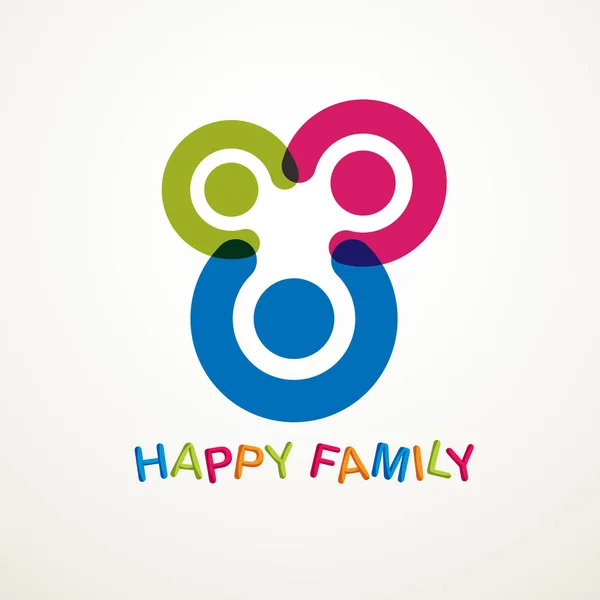 Szczęśliwa rodzina wektor logo lub ikona utworzone za pomocą prostych geometrycznych s — Wektor stockowy