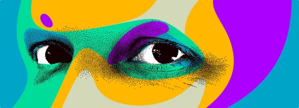 Mirando ojos 8 bit diseño punteado estilo vector abstracción, humano — Archivo Imágenes Vectoriales