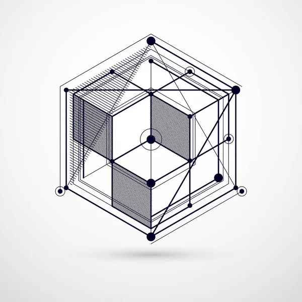 Vetor minimalista geométrico abstrato 3D compos preto e branco — Vetor de Stock
