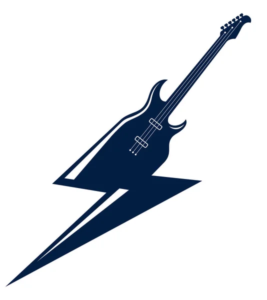Guitarra eléctrica en forma de rayo, música rock caliente, Hard Ro — Vector de stock